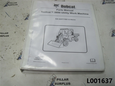 Bobcat Toolcat 5600 Utility Vehicle Parts Manual S/N A94Y11001-up 6990051