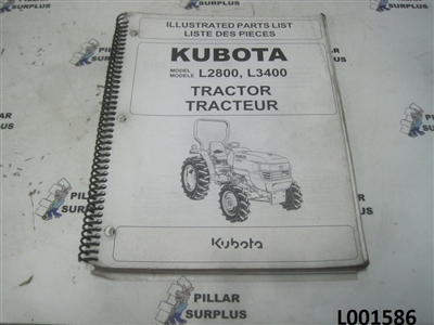 Kubota L2800-L3400 Tractor Illustrated Parts List 97898-22950