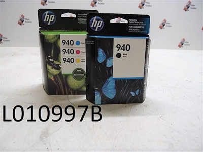 HP 940 Black/Tri-Color Ink Jet Cartridges (1 Lot of 2 Pkgs.)