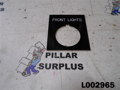 Dash Switch Tag Label "Front Lights"
