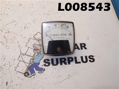 General Electric % Max RPM Meter Type D0-91 Model V213AT2