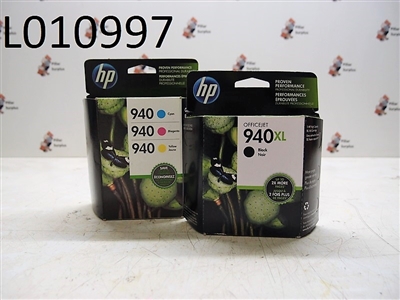 HP 940 Black/Tri-Color Ink Jet Cartridges (1 Lot of 2 Pkgs.)